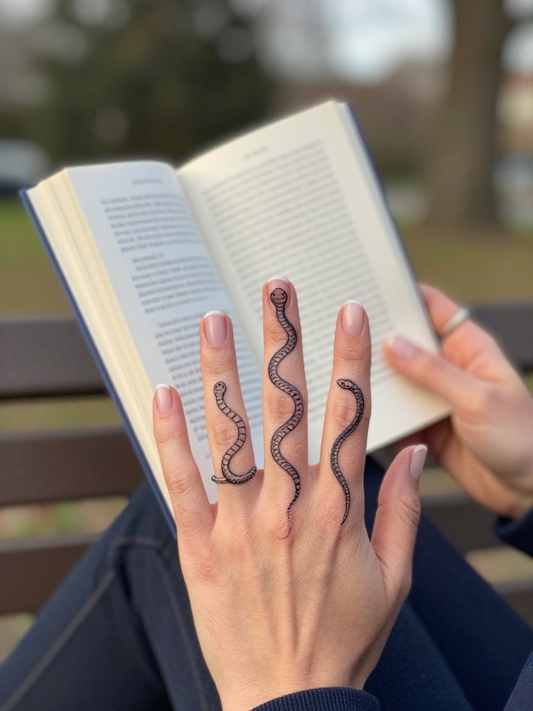 Mirrored Snake Hand Tattoo Ideas for Women