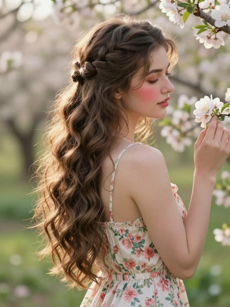 6. Wavy Hairstyles Ideas With Half-Up Twisted Details