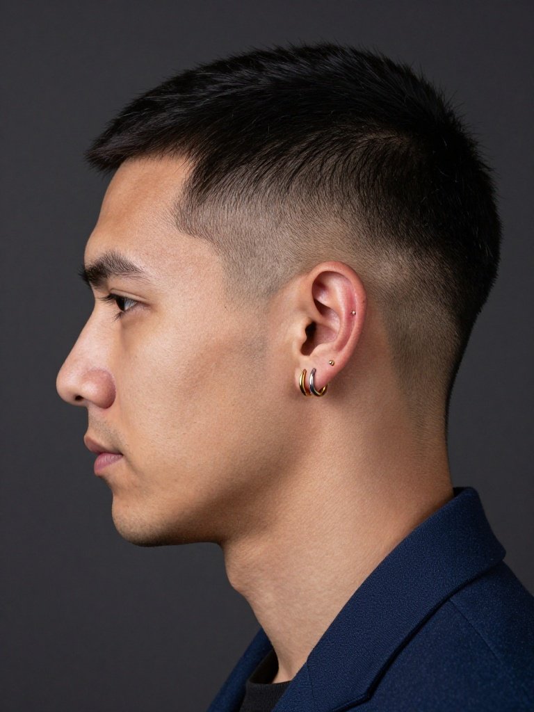 Helix Piercing Men Mixed-Metal Double Hoop