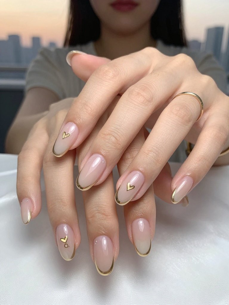 Wedding Nails for Bride With Fine Gold Initials