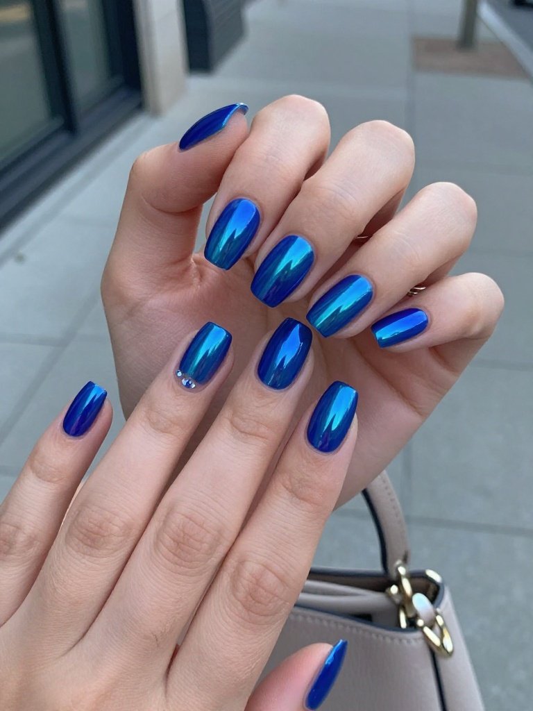 Lollapalooza Nails Polish Idea in Electric-Blue Chrome