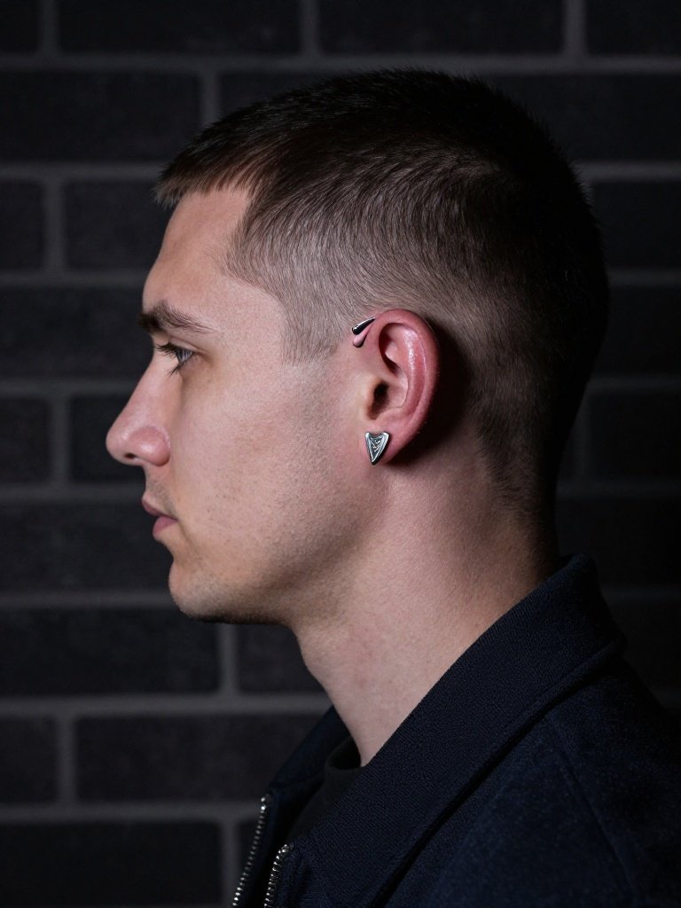 Helix Piercing Men Sculpted Shield Jewelry