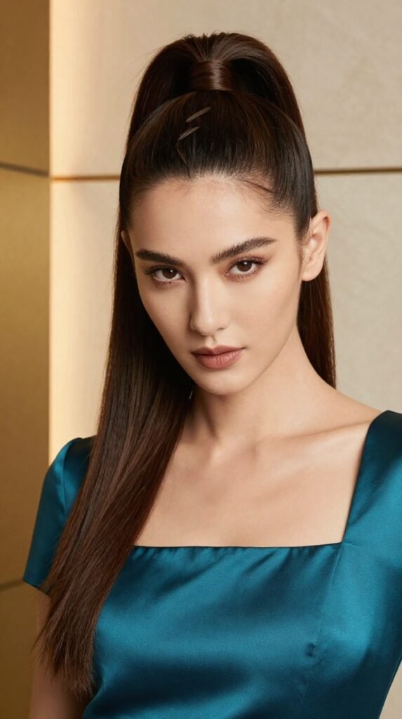 16. Crisscross High Ponytail Hairstyle With Sectioned Front Detail