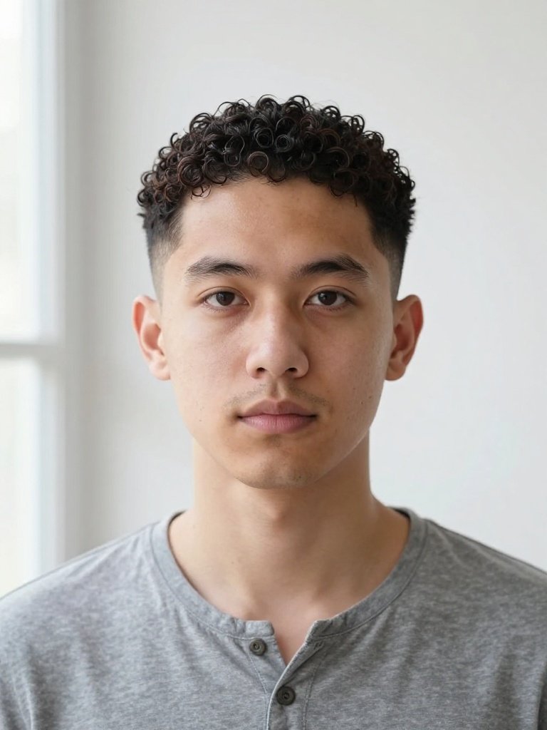 Curly Hairstyles Men With a Compact Caesar Crop