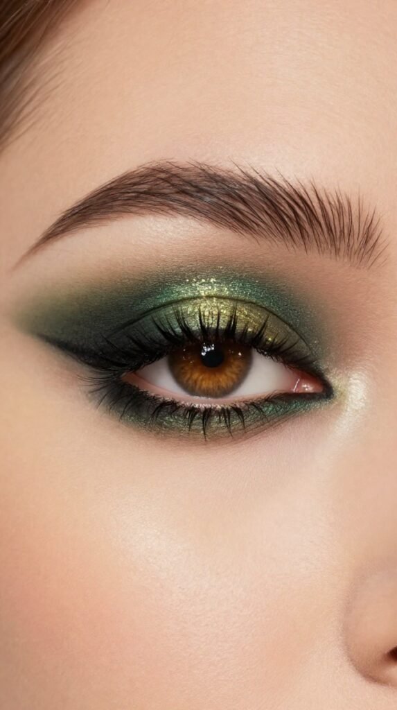 19. Smudged Earthy Olive Lash Line
