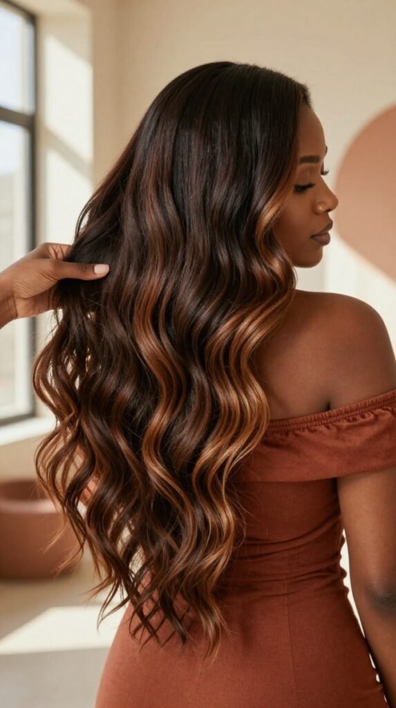 2. Long Hair Color Ideas for Dark Hair: Caramel Balayage