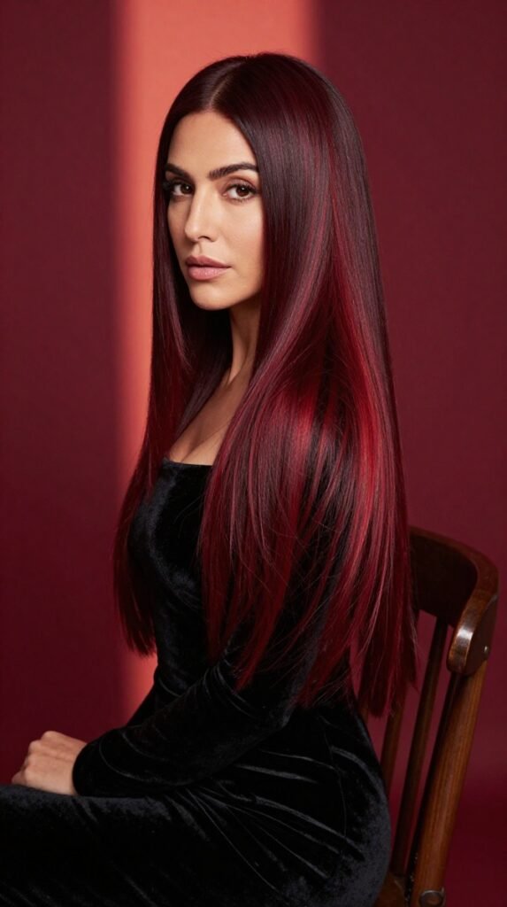 3. Cherry Cola Red for Long Brunette Hair