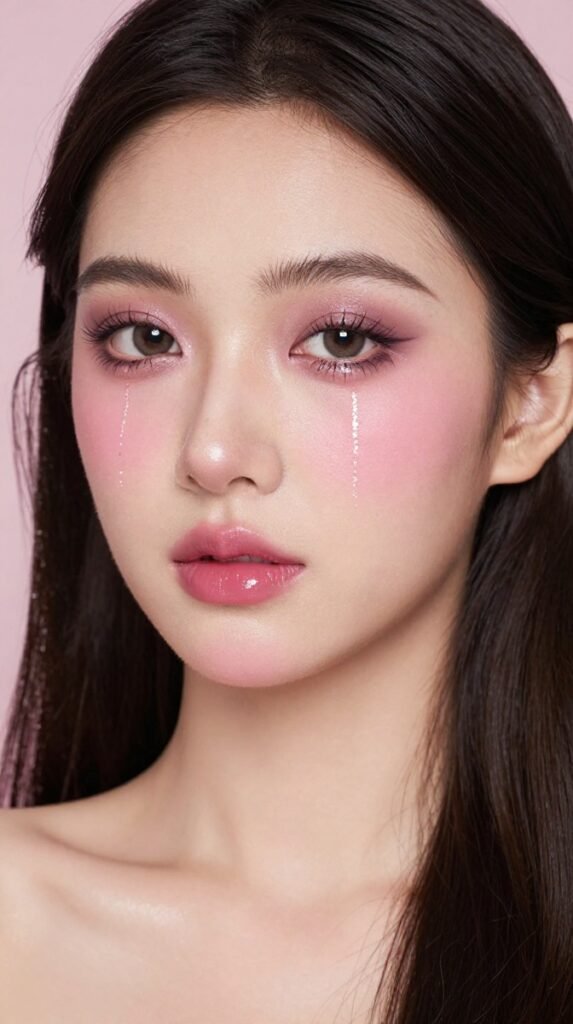 2. Fairycore Glitter Tears Whimsy Makeup Ideas With Dewy Skin