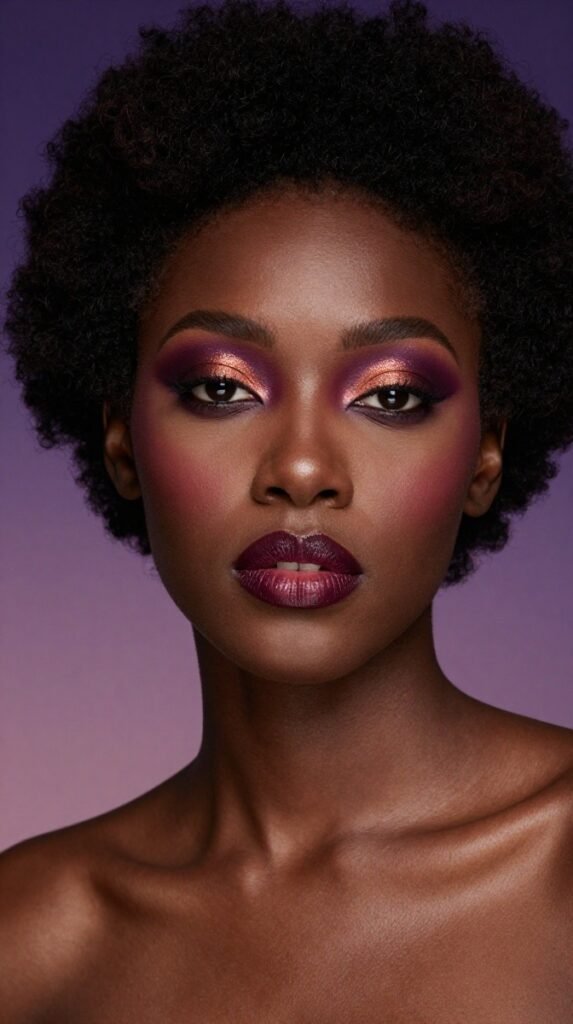 8. Glam Makeup Looks Black Girl Style With Rich Plum