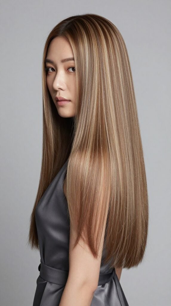 6. Hair Color for Long Hair: Straight Champagne Babylights