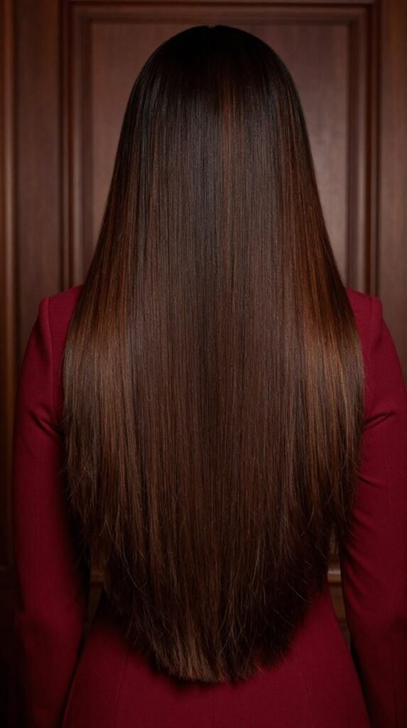 7. Glossy Espresso Brown From Roots to Ends