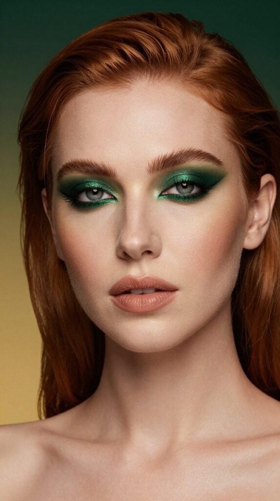 11. Emerald Green Glam With Sculpted Liner