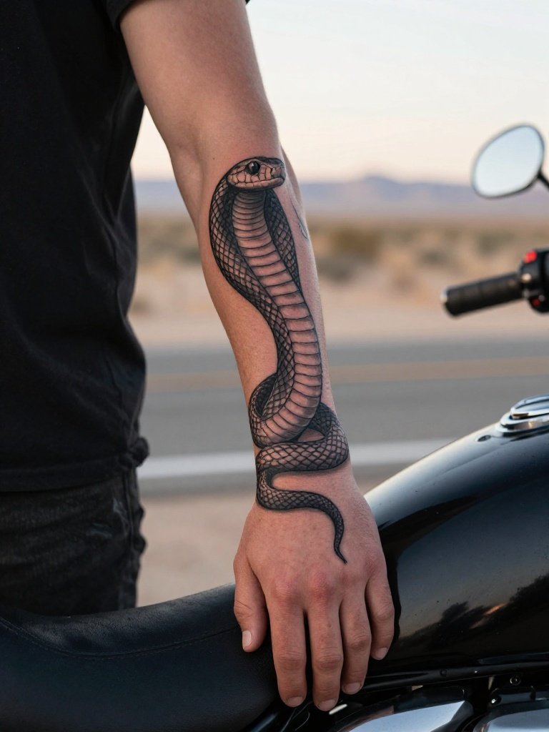 Snake Tattoo On Hand and Arm Realistic Snake Hand Tattoo for Men