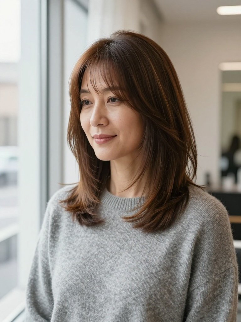 Collarbone Razor Cut Hairstyle With Face-Framing Layers