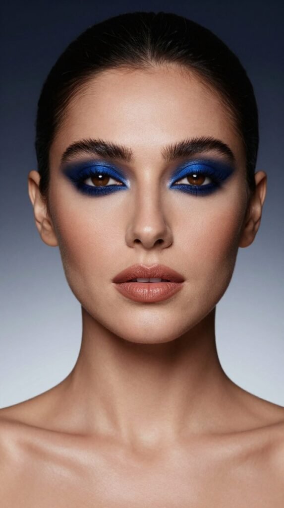 12. Navy Blue Smoky Glam Makeup