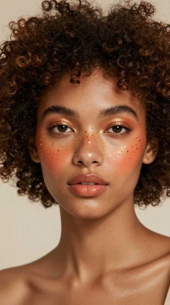 8. Gold Freckle Whimsy Makeup Ideas With Sun-Kissed Blush