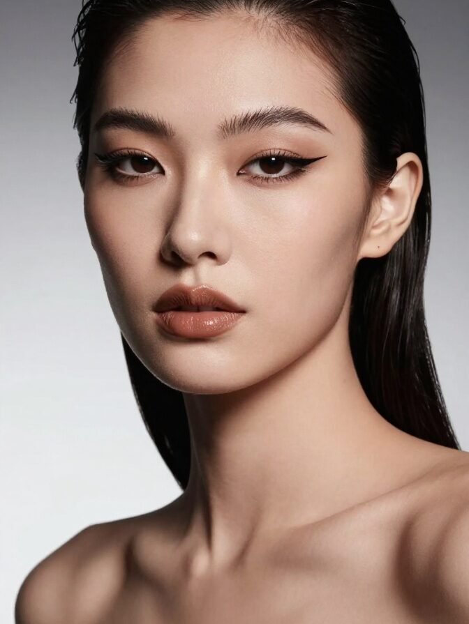 13. Graphic Floating Liner With Glossy Nude Lips