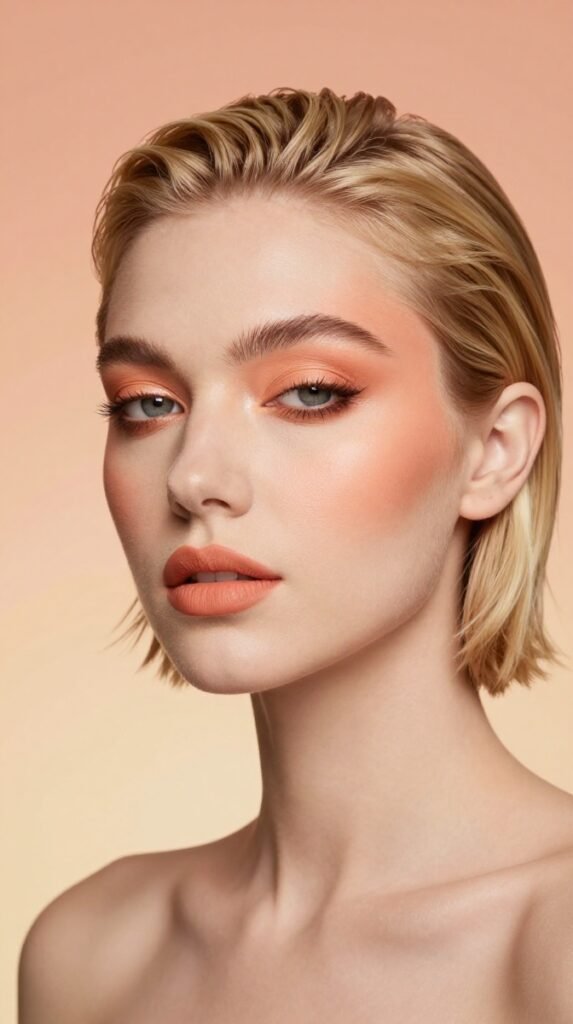 14. Monochromatic Peach Glam Makeup