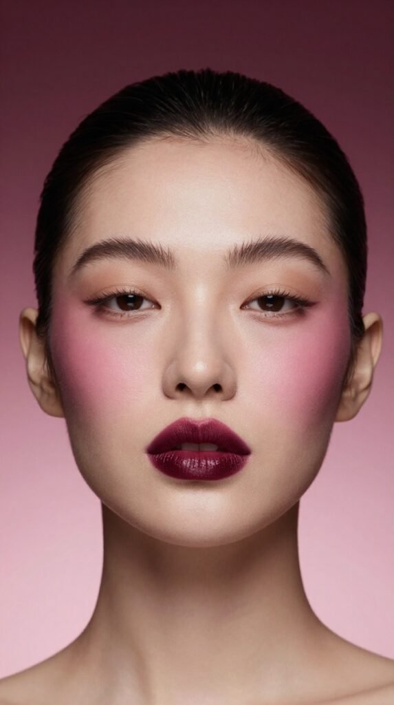 15. Blurred Berry Ombré Lips With Minimal Eyes