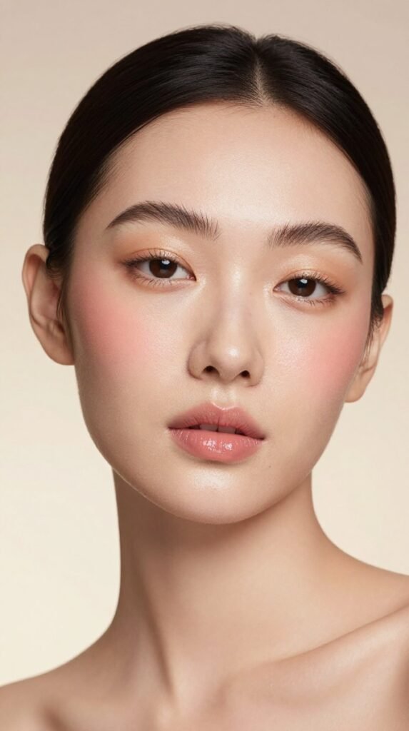 16. Dewy Glass-Skin Glam With Wet-Look Lids