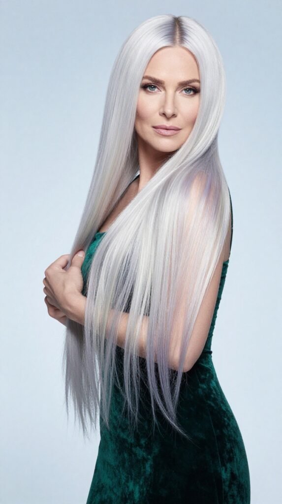 16. Icy Platinum Blonde With a Blended Shadow Root