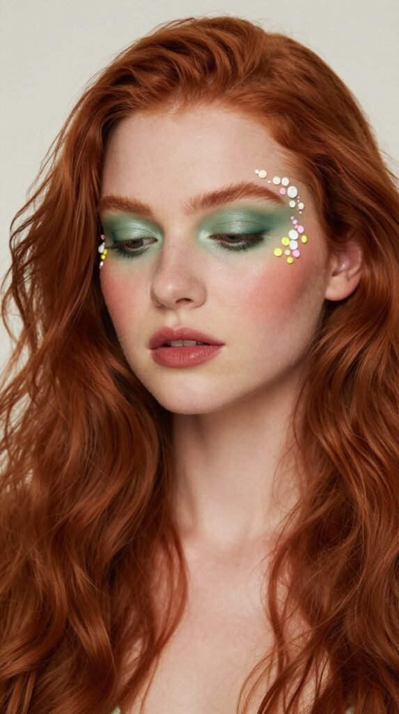 13. Garden Fairy Green Eyeshadow With Floral Dots