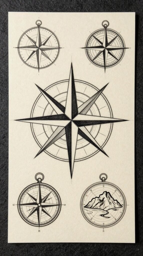 1. Tattoo Stencils Ideas for Men: Topographic Compass Map