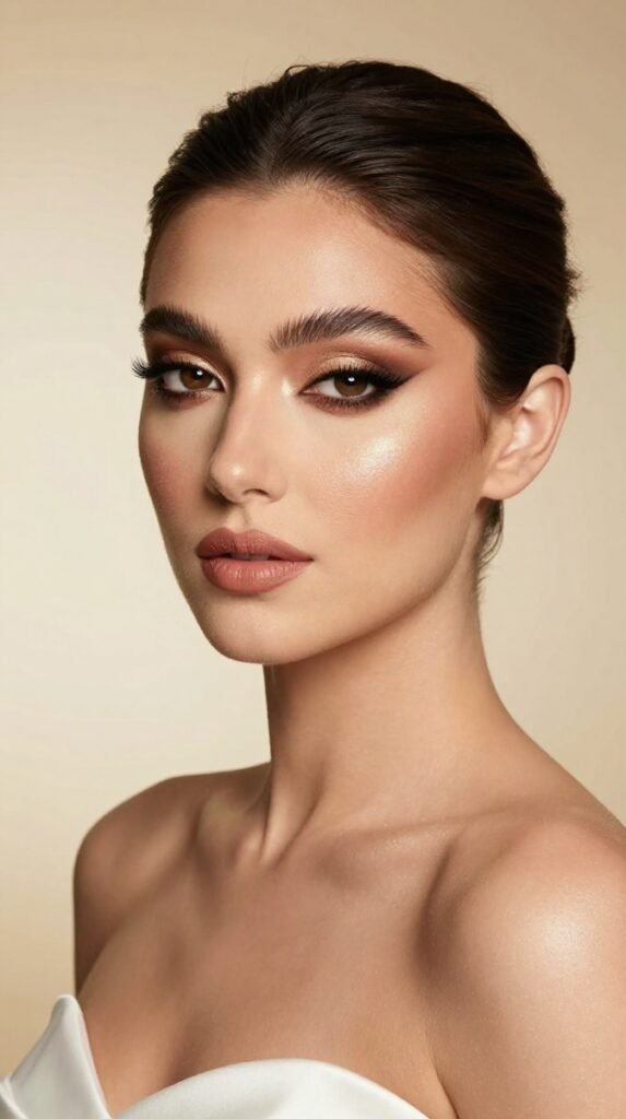 21. Full Glam Makeup Wedding Look With Defined Eyes