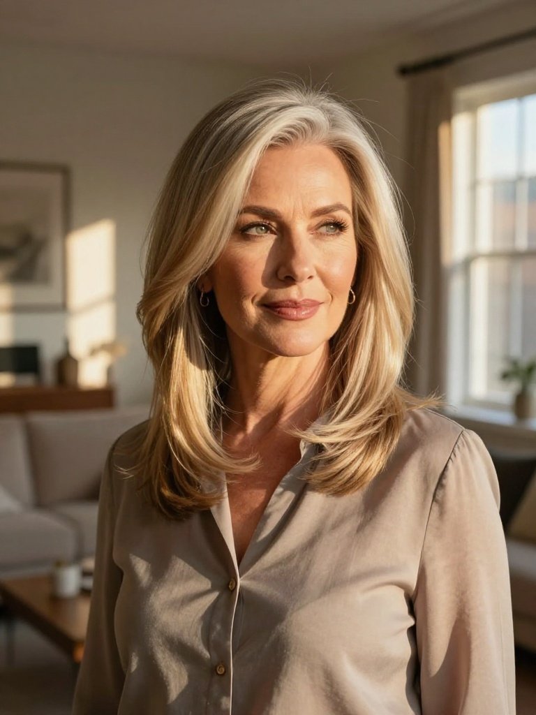 Razor Cut Hairstyles for Over 50 With Side-Swept Layers