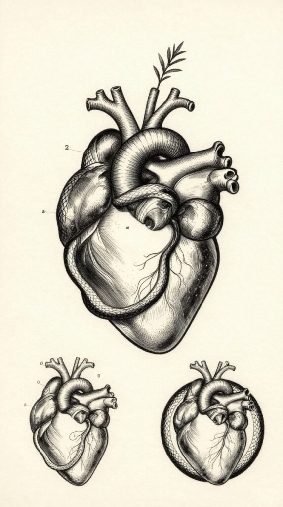 9. Anatomical Heart and Serpent Illustration for Men