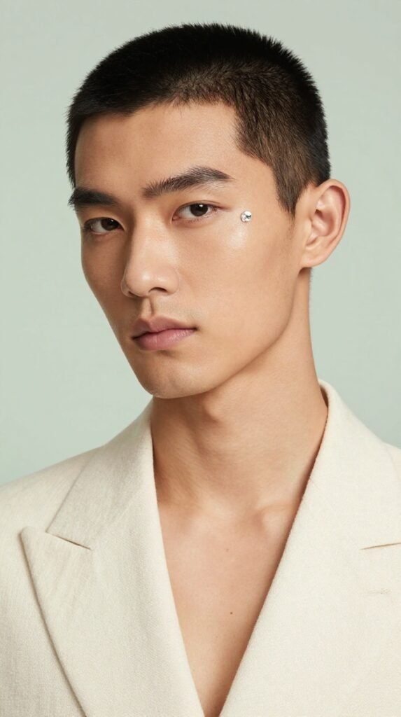 2. Cheekbone Dermal Piercing With a Gemstone Top