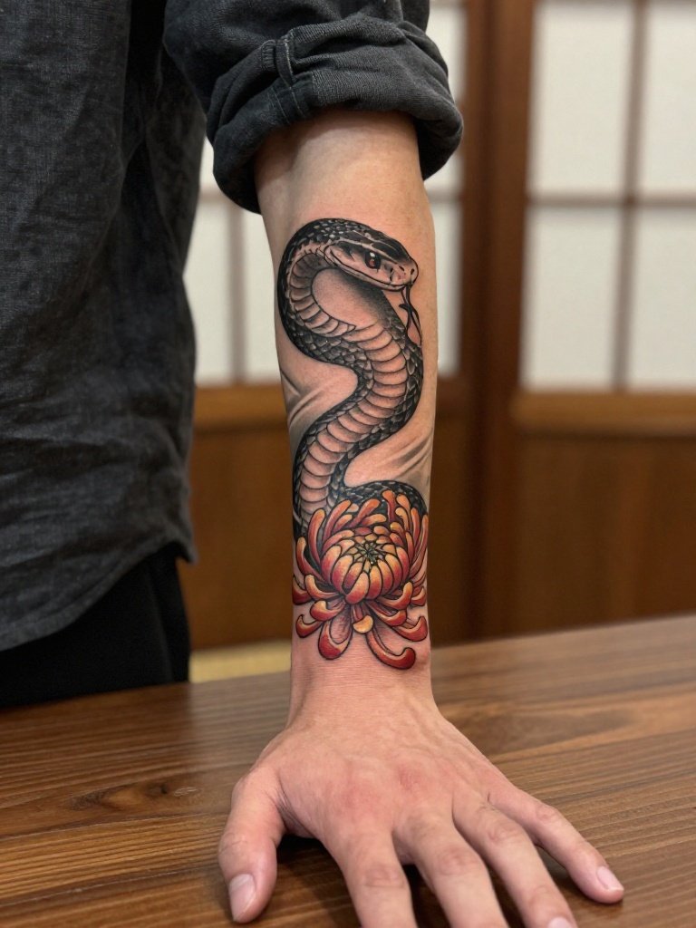 Small Snake Hand Tattoo Men Around the Thumb