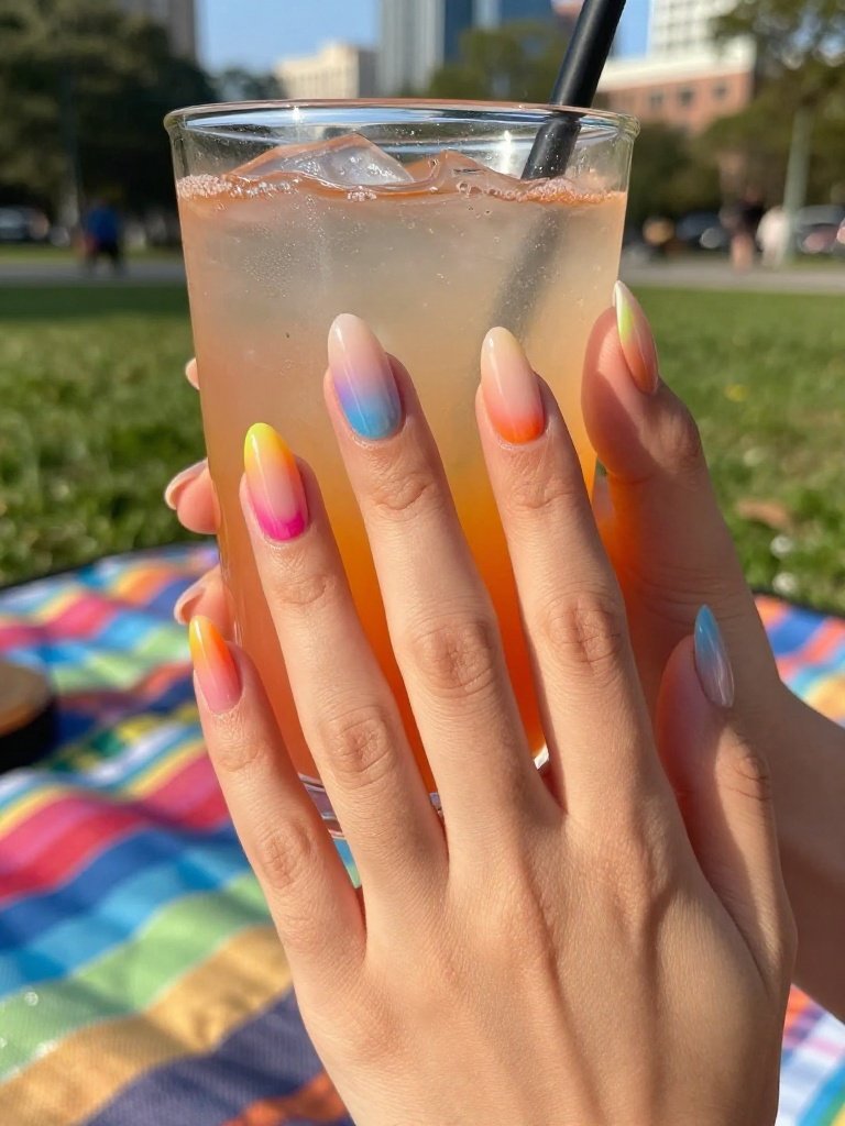 Neon Aura Lollapalooza Nails With Glowing Centers