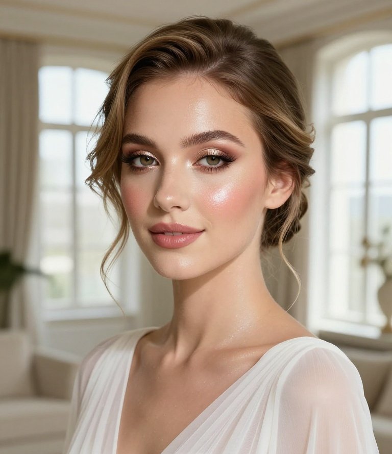 1. Soft Glam Bridal Makeup With Dewy Champagne Skin
