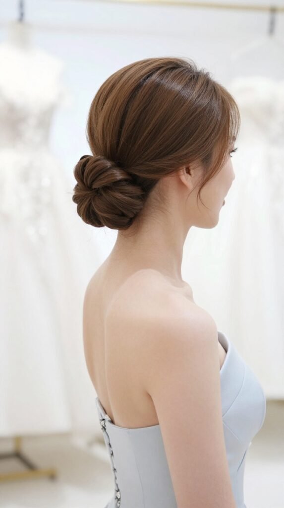 7. Knotted Low Bun for Straight Hair