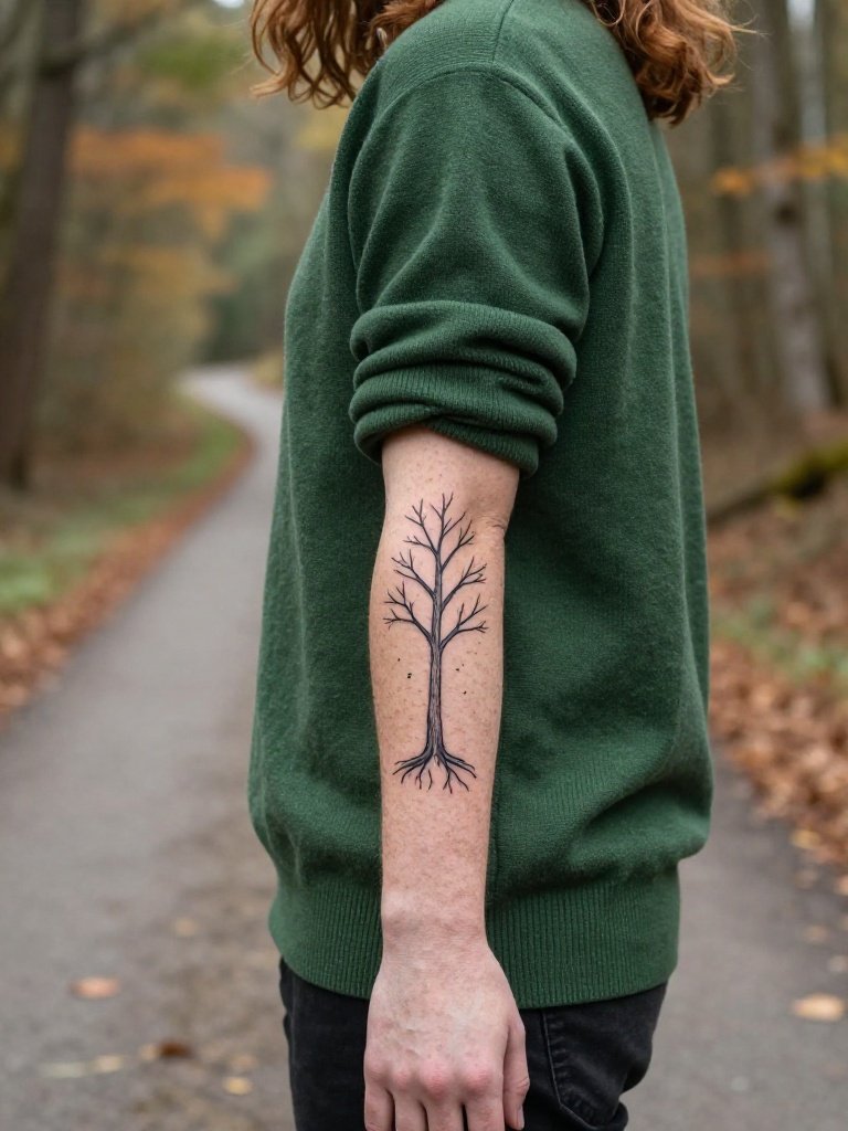 10. Lone Tree With Fine Branches and Drifting Birds