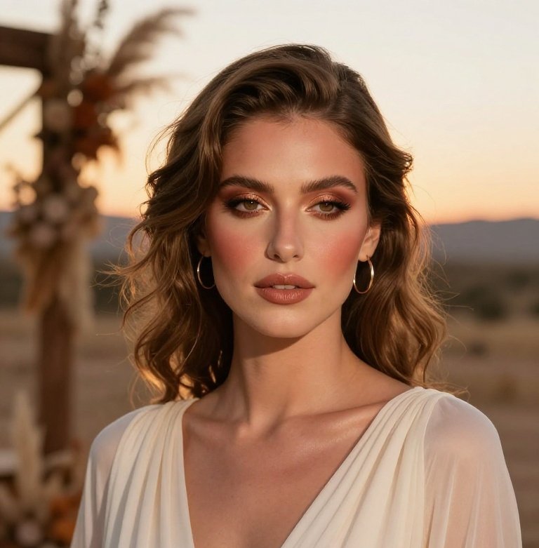 10. Soft Glam Bridal Makeup With Terracotta Draping