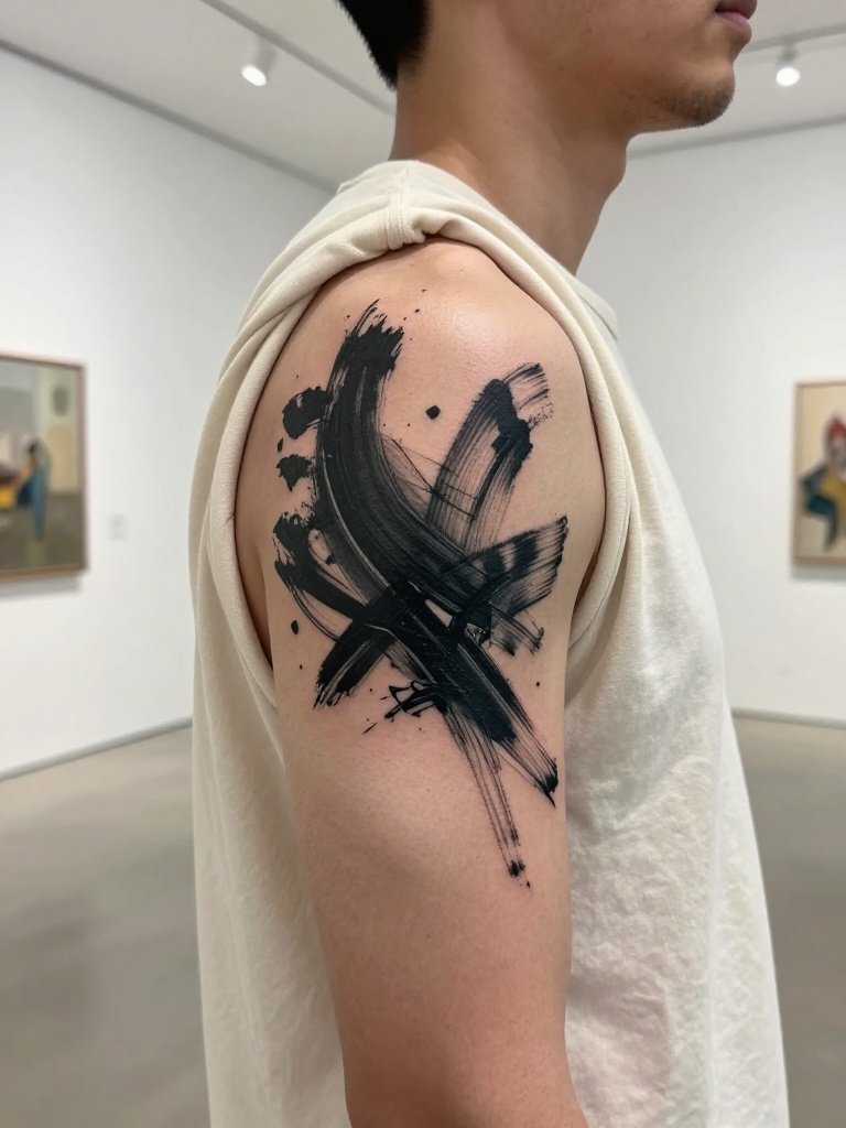 17. Abstract Brushstroke Shoulder Piece With Negative Space