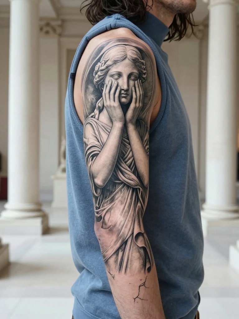 12. Classical Marble Statue With Covered Face