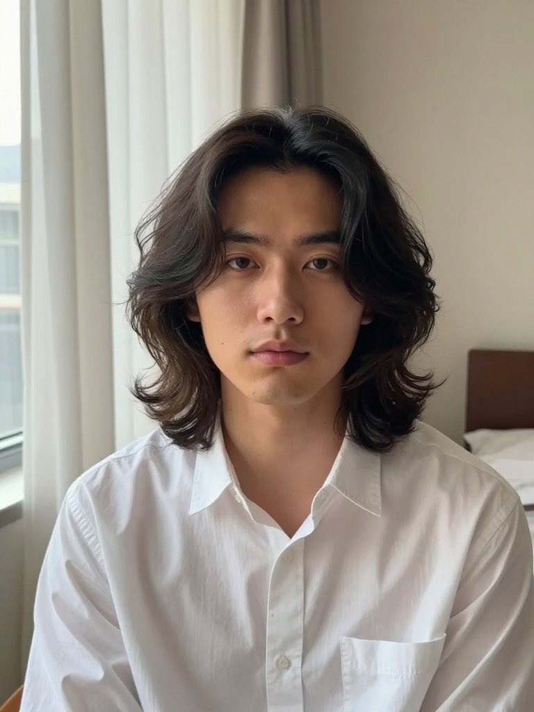 Mid Long Wavy Hair Man Curtain Cut for Wavy Hairstyles Men