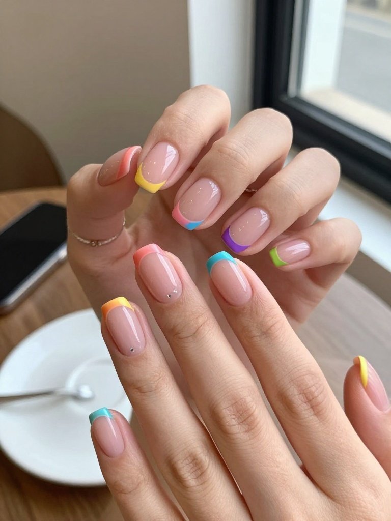  Rainbow Micro-French Lollapalooza Nails