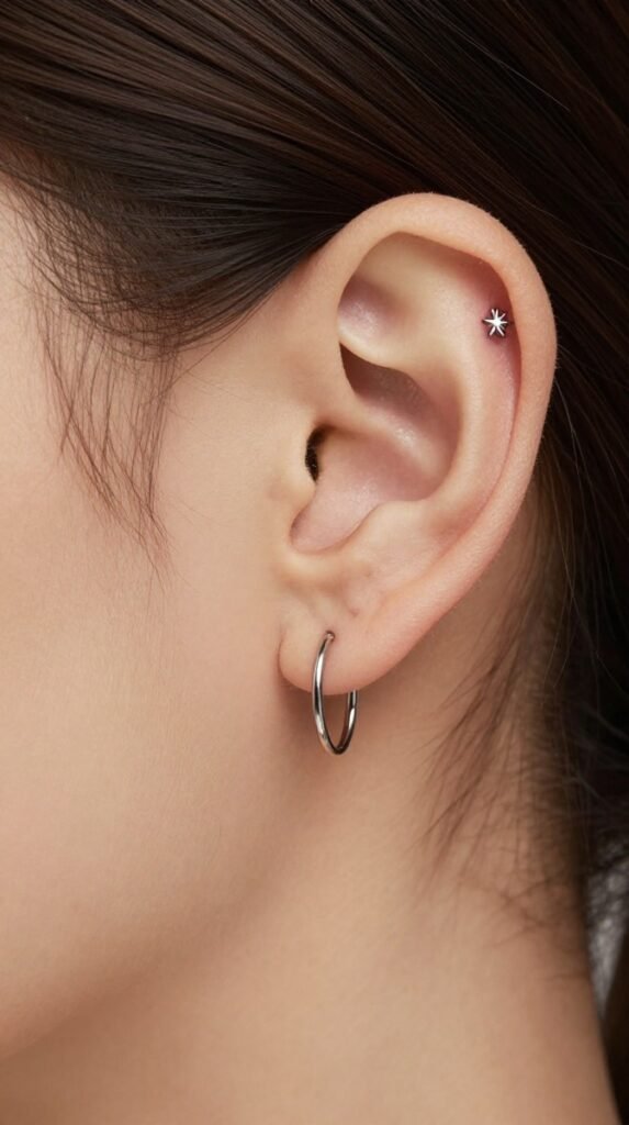 10. Conch Ear Piercing With A Statement Inner Stud