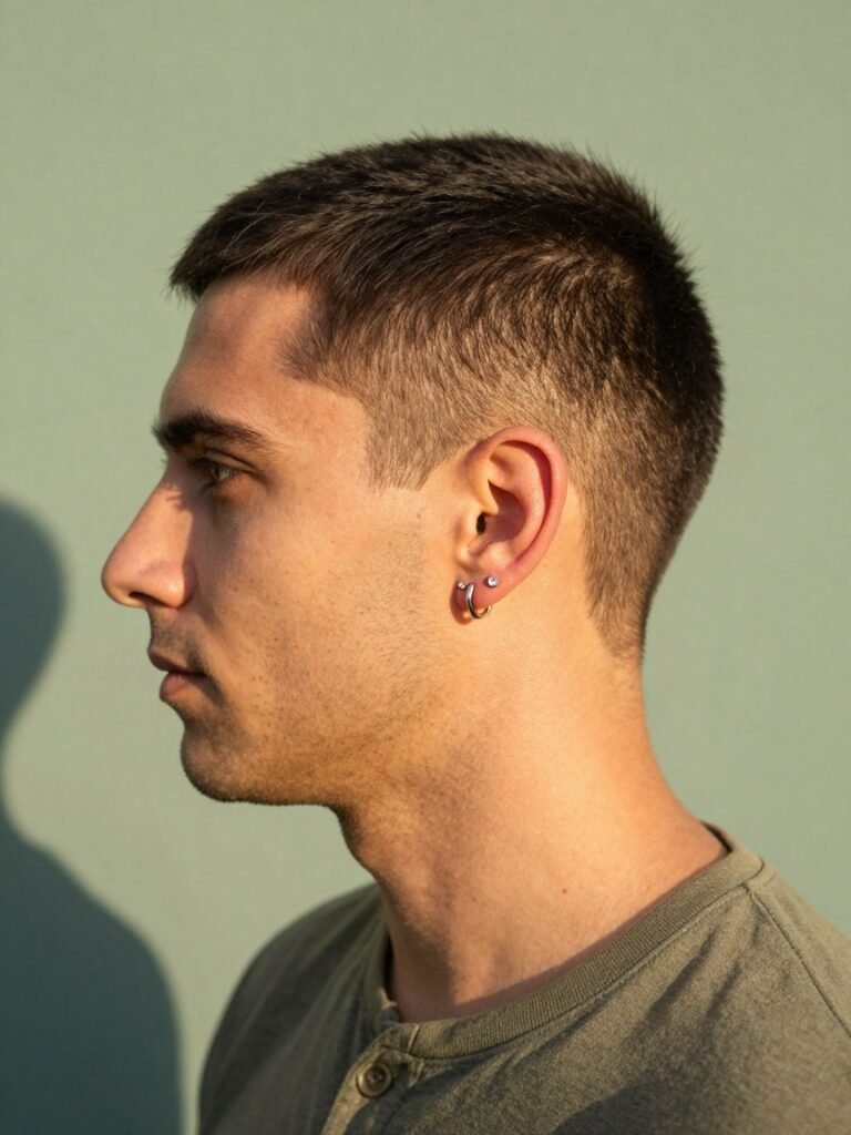 Helix Piercing Men Stud-and-Hoop Double Stack