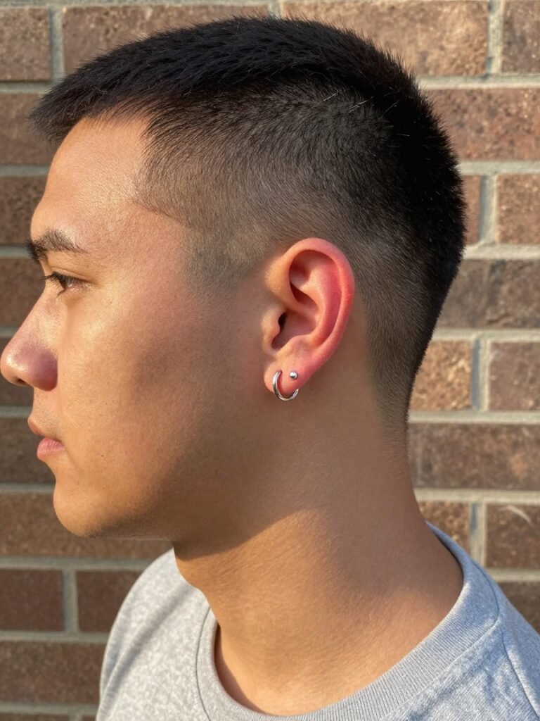 Helix Piercing Men Hoop in Polished Silver