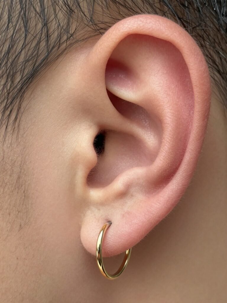 Double Ear Piercing Men With Mixed Metal Hoops