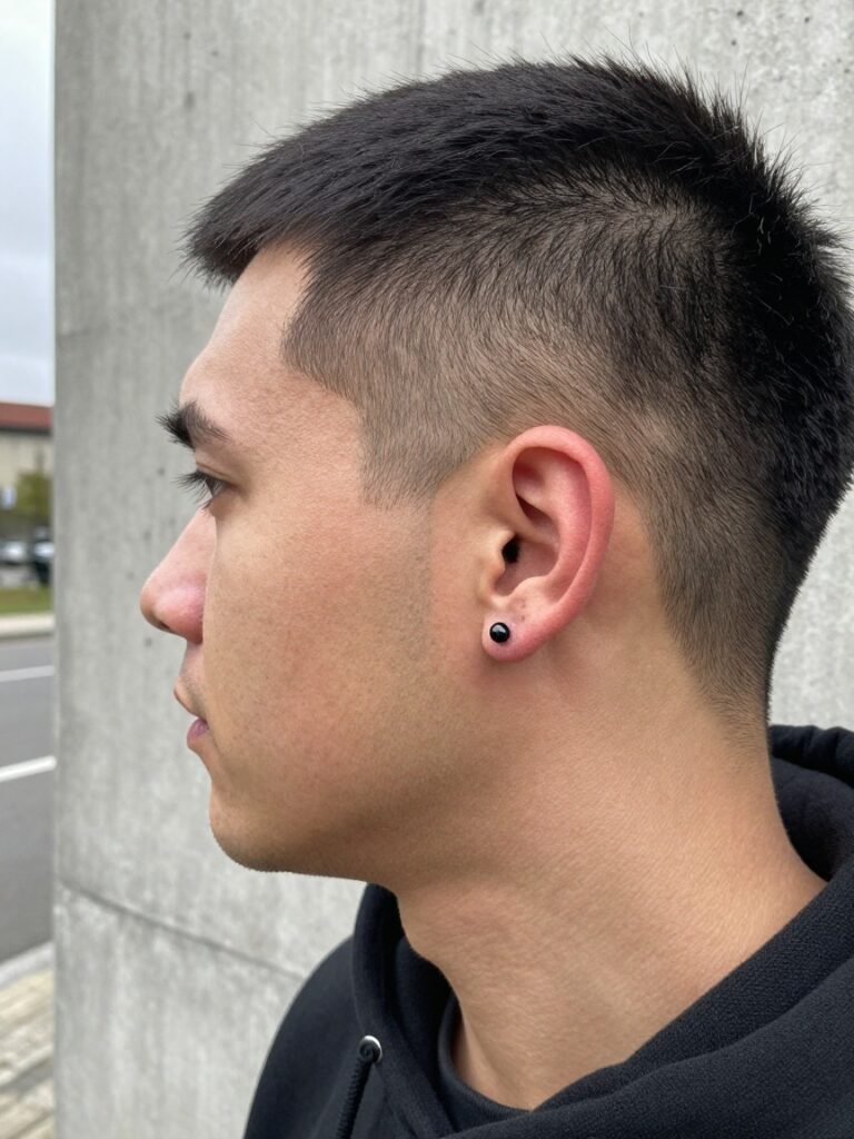 Helix Piercing Men Stud With a Black Spike