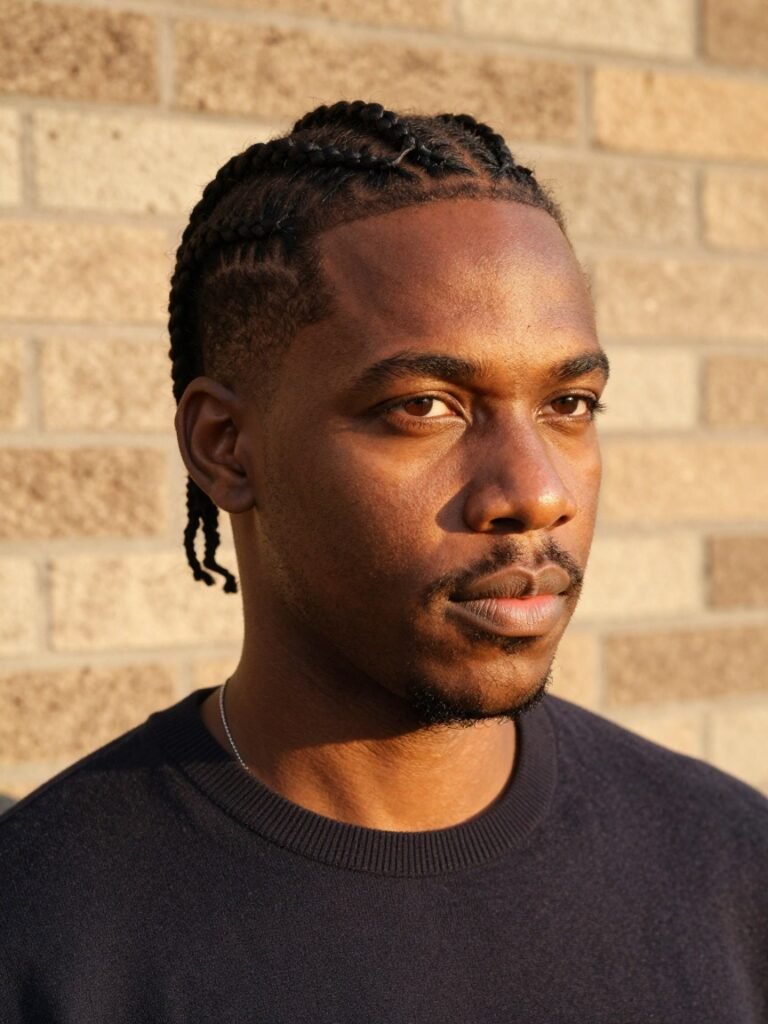 Black Men Braids Hairstyles With Clean Straight-Back Cornrows