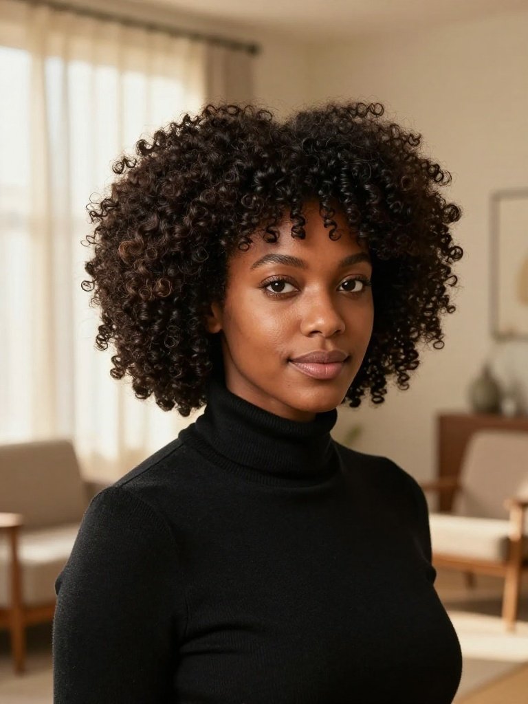 Rounded Afro Hairstyles With Soft Halo Volume
