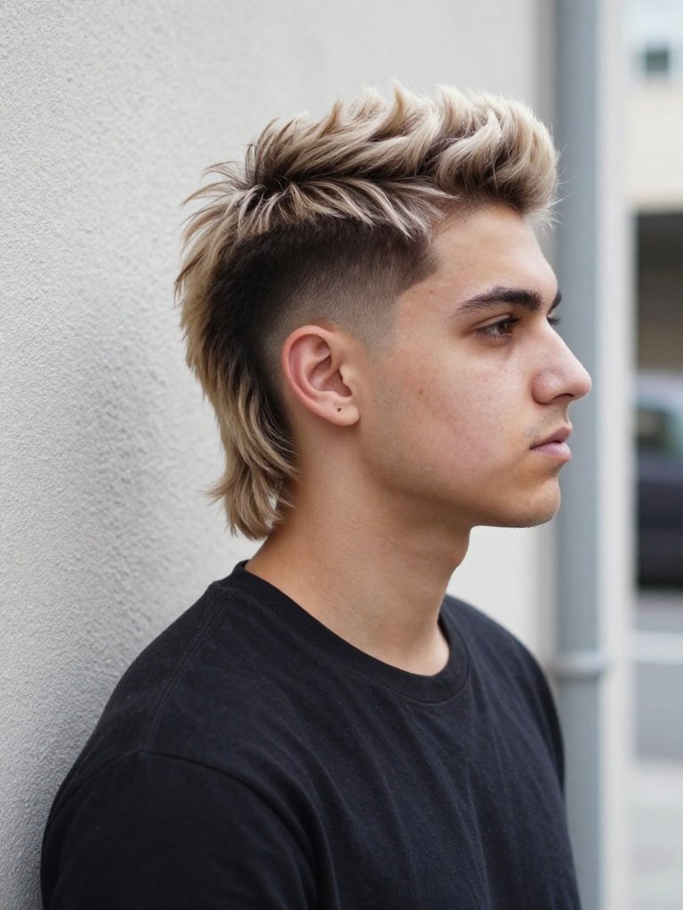 Mullet Hairstyle Mens With Bleached Or Two-Tone Ends