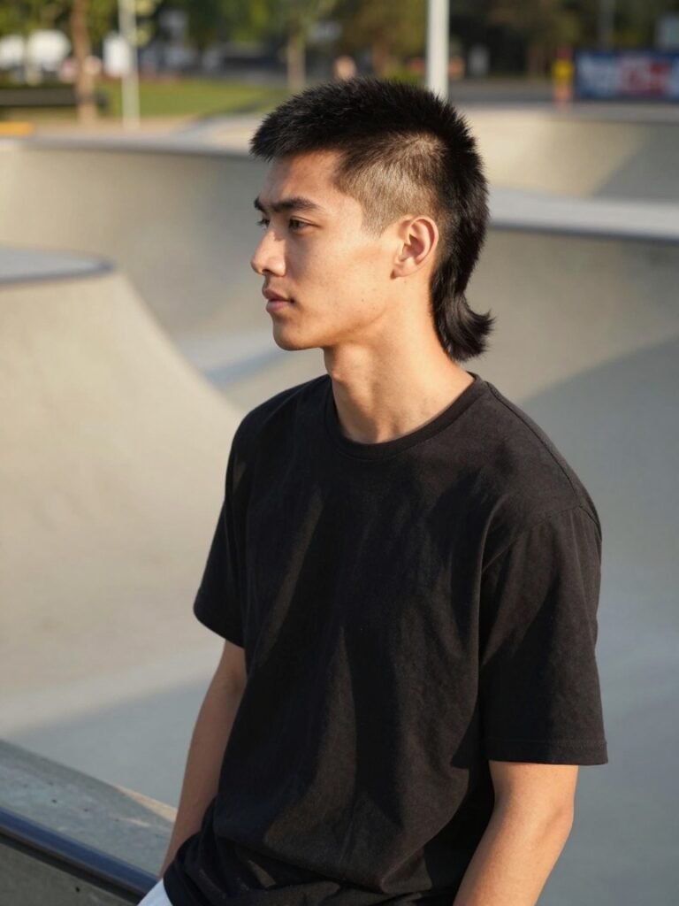 Mullet Hairstyle Mens With Shaggy Bowl-Cut Top